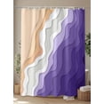 thumbnail image 4 of Fsddascl Purple Coastal Beach Shower Curtain Set - 60" x 72" Washable Bathtub Curtain with 12 Hooks, Modern Gradient Abstract Sea Waves Waterproof Fabric Stall Shower Curtains for Bathroom/Bathtub, 4 of 6