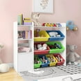 thumbnail image 3 of Kids Toy Storage Organizer, 4-Tier Toy Organizers W/8 Removable Storage Bins, Kids Bookshelf and Toy Storage for Study Room, Bedroom, Kids Room, Classroom, Nursery (White), 3 of 6