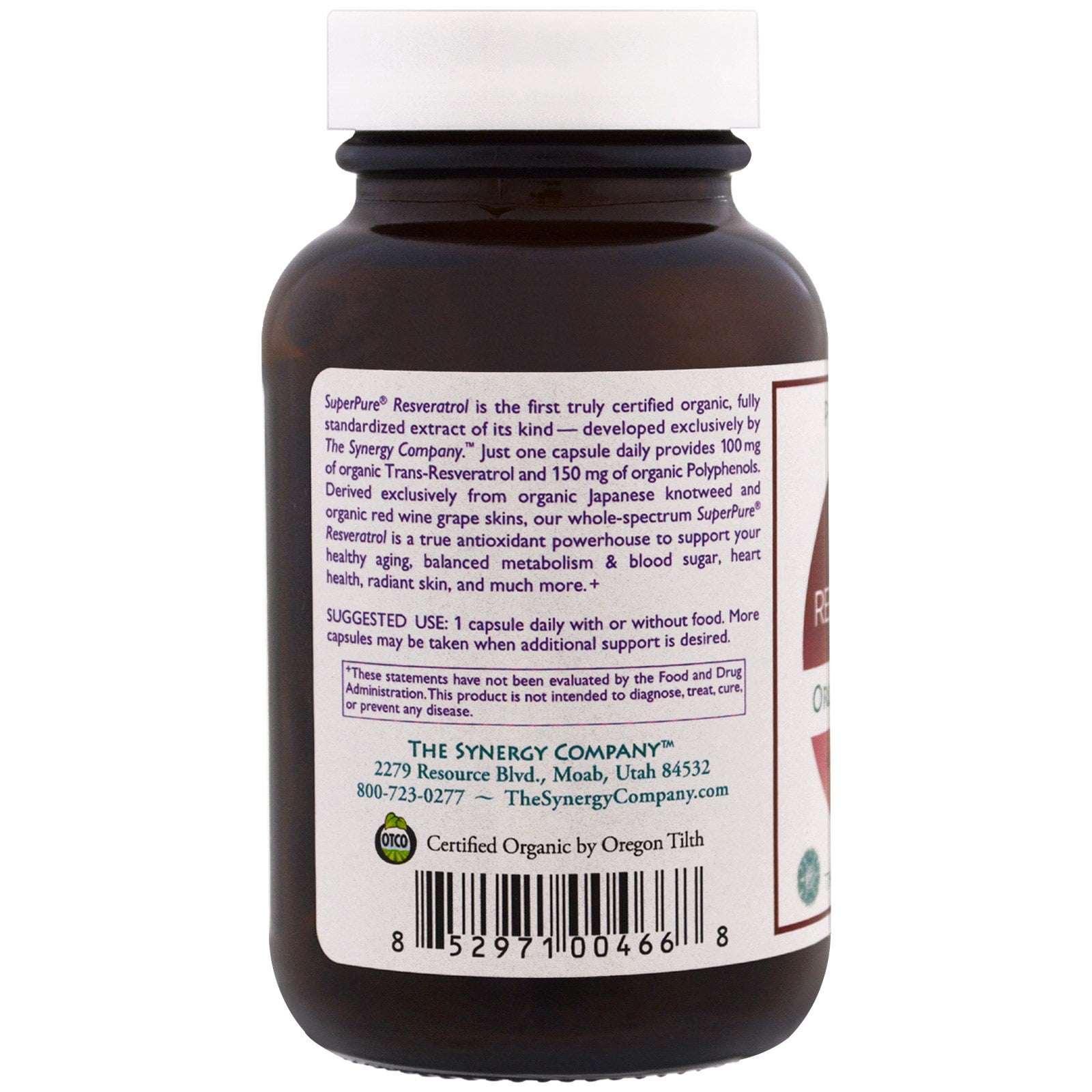 Pure Synergy SuperPure® Resveratrol, 60 Capsules