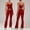 Red, variant on Athletic Outfit Sets 2 Piece Women Solid Contrast Trim Tank Cross Waist Flare Leggings Navy S