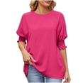 thumbnail image 1 of Liquidation d'Économies! BEFOKA T-Shirt Grande Taille pour Femmes, Blouse Décontractée d'Été pour Femmes, Vêtement à Manches Courtes Mode Confortable Respirant Col Rond, 1 of 4