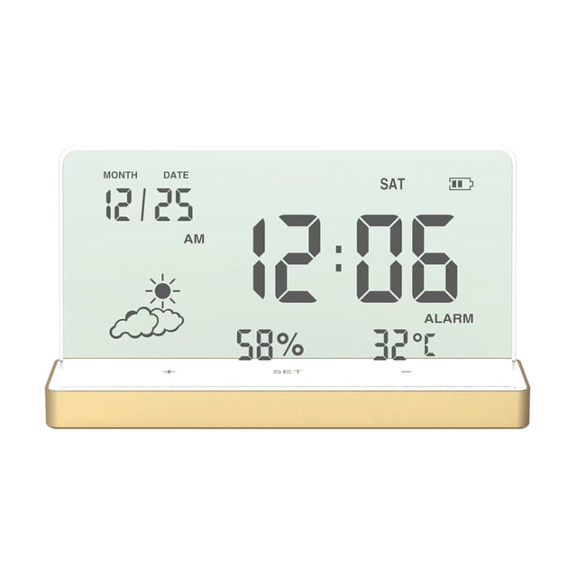 Lksixu Multi-function Digital LCD Large Screen Weather Clock Indoor Temperature And Humidity Meter With Alarm Clock Weekly Calendar Weather Forecasts digital alarm clock Electronics for Home Office