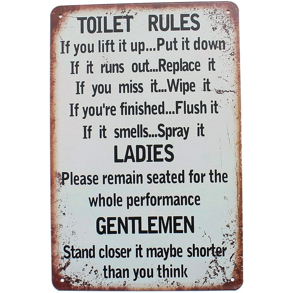 Muchenggift Wall Decor Toilet Rules Metal Tin Sign