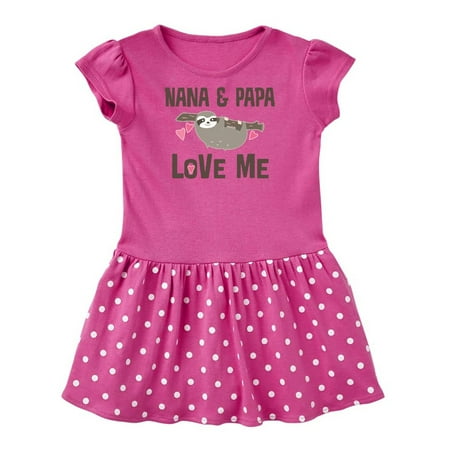 

Inktastic Nana and Papa Love Me Sloth Gift Baby Girl Dress