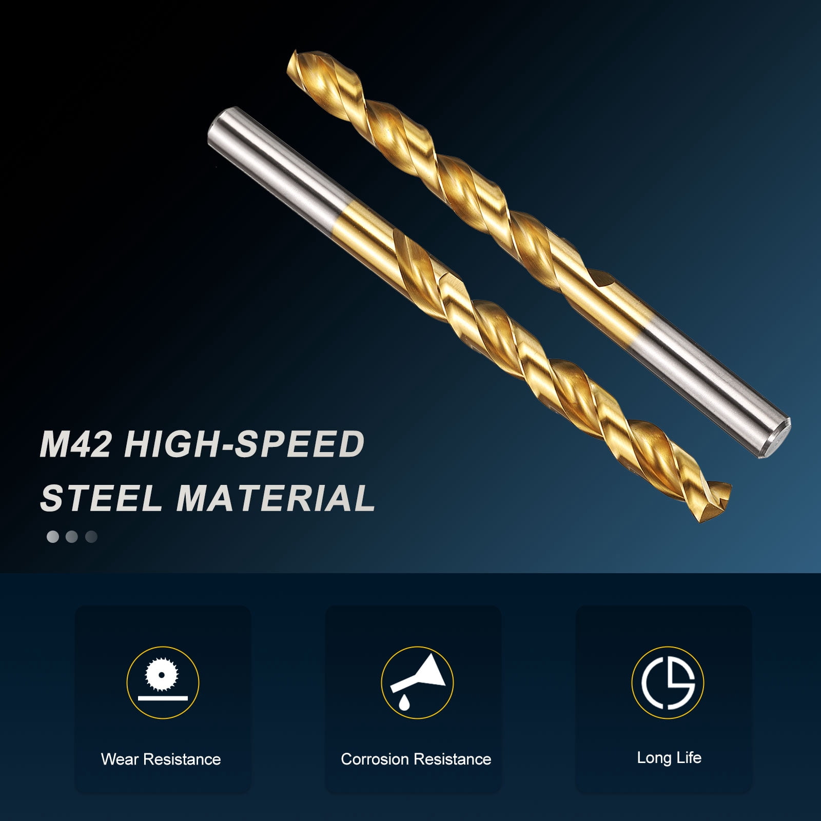 Uxcell 10.5mm Drill Bit, M42 8% Cobalt High-Speed Steel Jobber Straight Shank 135° Titanium Nitride (TiN) Coated for Hard Metal Stainless Steel - 6 Pack