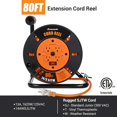 Retractable Extension Cord Reel, 80FT Heavy Duty Open Cord Reel for