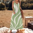thumbnail image 3 of Abstract Green Cream Wavy Pattern Sleeveless Dress Dresses Women Summer Women's Summer Clothing, 3 of 9
