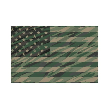 

Table Placemats Set of 6 - Jungle Green Camo USA Flag 12x18 In Faux Linen Double Heat Resistant Place Mats Cloth Indoor/Outdoor Placemats Washable Table Mats for Dining Kitchen Party