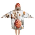 thumbnail image 2 of Red Mushroom Flower White Pattern Blanket Hoodies for Kids 6-13YR Oversize Wearable Blanket Hoodies for Boys Girls Teens, 2 of 7
