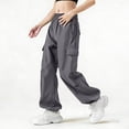 thumbnail image 6 of Hurxie Women's Cargo Pants Baggy Parachute Pants Joggers Y2k Trendy Stretchy High Waist Wide Leg Trousers with Pockets Dark Gray,M, 6 of 7