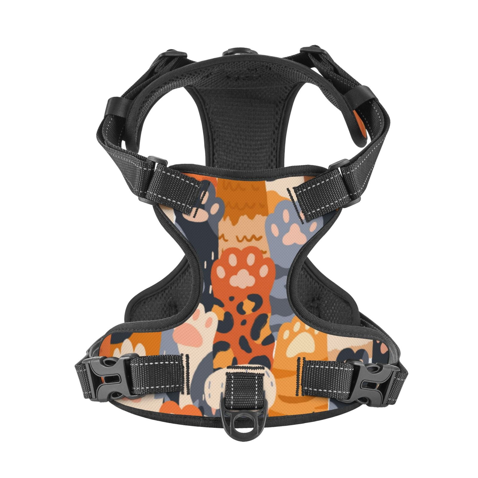 Kdxio Cute Cat Paw Print No Pull Dog Harness Adjustable Reflective Oxford Easy Control Medium Large Dog Harness for Training and Everyday-Small
