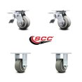 thumbnail image 2 of 4 Inch Thermoplastic Rubber Caster Set with Roller Bearings 2 Brakes 2 Rigid SCC, 2 of 2
