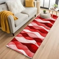 thumbnail image 3 of 2x6 Kitchen Runner Rug, Red Striped Non-Skid Rubber Backing Large Rectangle Rugs - Living Room Bedroom Home Office, Modern Gradient Geometric Ripple Stripes Indoor Floor Mat Carpets Washable Rug, 3 of 9