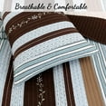 thumbnail image 5 of 100% Cotton Real Patchwork Reversible Quilt Bedding Set 3 Piece King Beige Patchwork Classic Tartan Denim Plaid Grid Farmhouse Rustic Coverlet Bedspread, 5 of 7