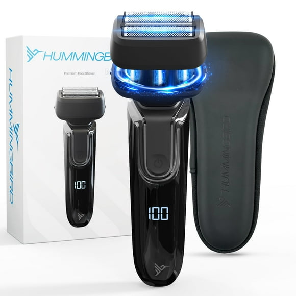HUMMINGBIRD MK7 Premium Face Shaver, Four Blade Foil Shaver with Long Hair Leveler, Electric Razor for Men, Waterproof Wet & Dry Shave, Cordless USB-C Rechargeable, LED
