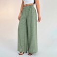 thumbnail image 6 of Endives Linen Pants Women Solid Color Spring Summer Loose High Waist Straight Leg Pant Casual Pants Wide Leg Pants For Women, 6 of 8