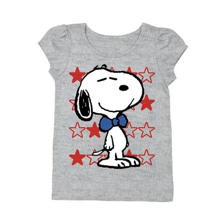 Peanuts - Snoopy Toddler Girls' Americana Short Puff Sleeve Glitter T ...