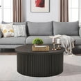 thumbnail image 6 of Round Coffee Table for Living Room, Farmhouse Lift Top Coffee Table, Fluted Center Table with Storage (Black), 6 of 8