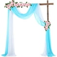 thumbnail image 1 of Drapé d'Arche de Mariage, 2 Pcs 5.5M Rideaux en Chiffon pour Cérémonie et Réception - Blanc et Bleu, 1 of 1