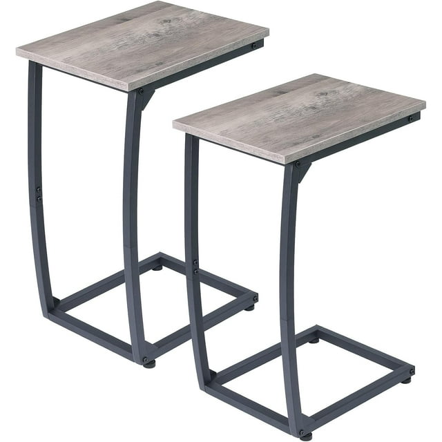 Shaped End-Table Set of 2 - Side Table for Couch,Curved Support Legs,TV Tray Table for Living Room Bedroom(Lvory)