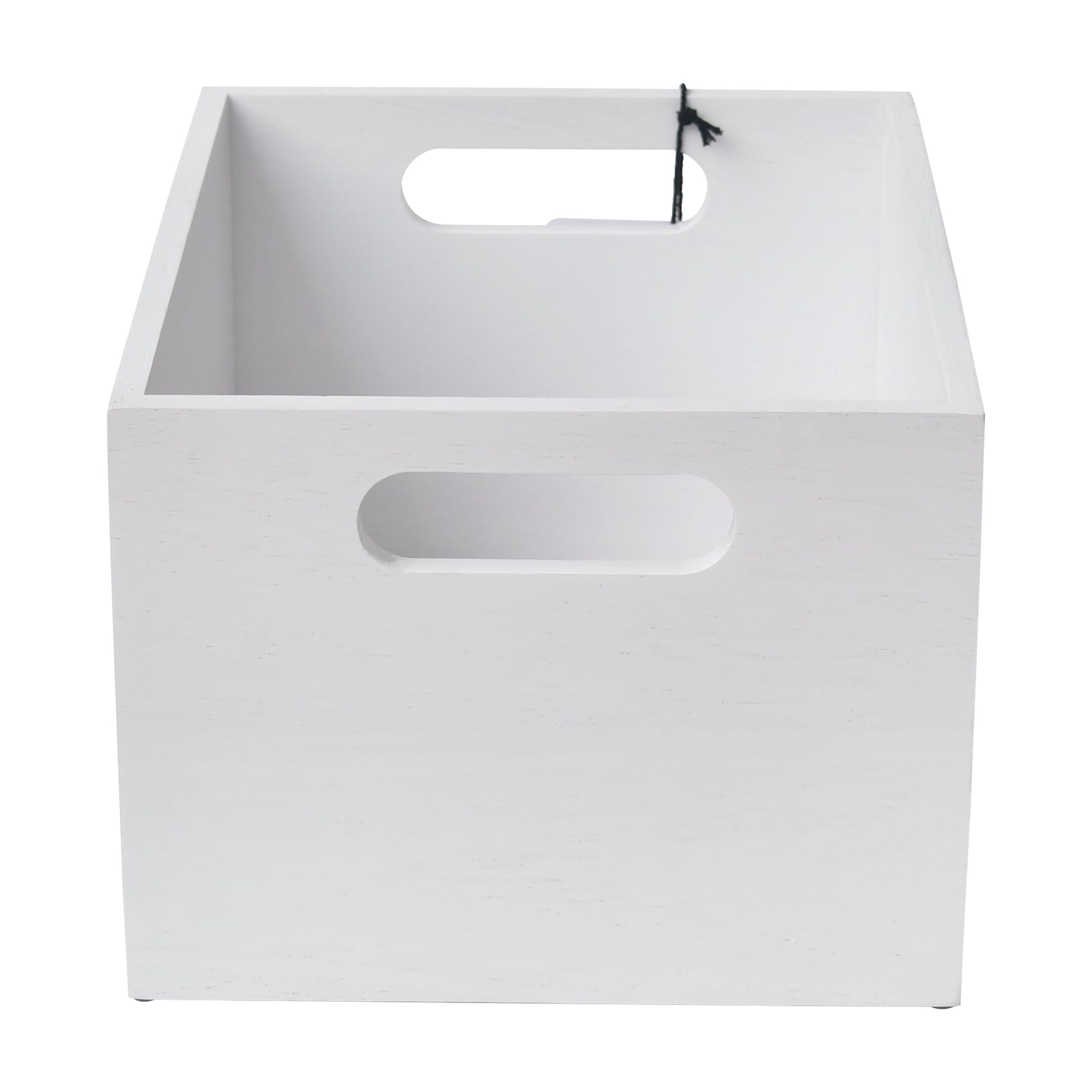 Better Homes & Garden Rubber Wood Storage Basket, White