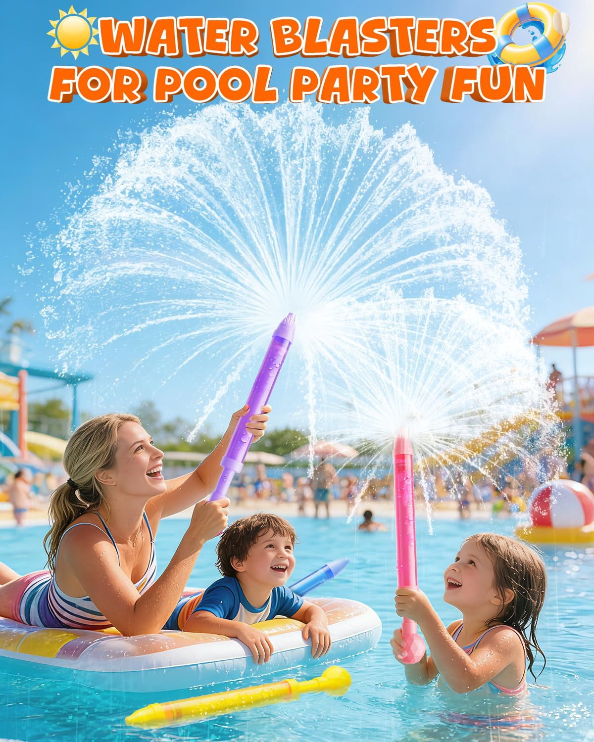 4 Pack Sparkle Burst Water Blasters, For Pool, Beach, Backyard Outdoor Play Ages 4-12