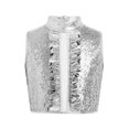 thumbnail image 3 of TiaoBug Shiny Sequin Crop Tops for Girls Hip-hop Dance Vest 70s Disco Party Stage Performance Outfit Silver 8, 3 of 7