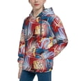 thumbnail image 2 of Picia Hawaiian Style Pattern Youth Hoodie - Warm Pullover Sweatshirt with Kangaroo Pocket, Ideal for Boys and Girls-Small, 2 of 6