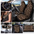thumbnail image 3 of XYZCANDO Leopard Print Car Seat Cover Keychain Lipstick Cover Center Mirror Cover Car Trash Can Coasters Steering Wheel Cover Seat Belt Cover Universal Car Accessories Decoration Suitable for Men, 3 of 5