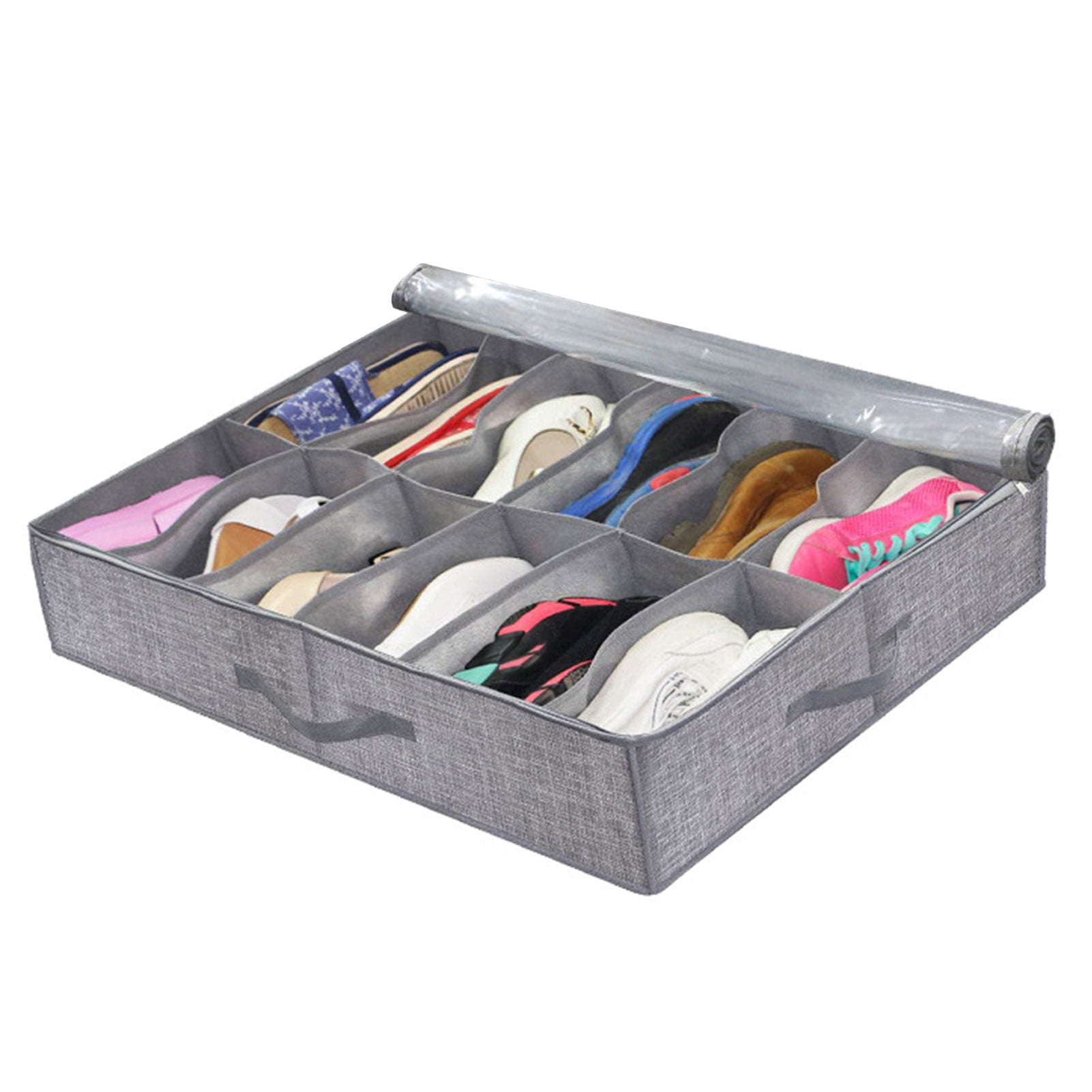 sunsanly Shoes Storage Bag Collapsible Shoe Boot Container with Handles Large Capacity Multiple Compartments Foldable Design Shoes Organizer
