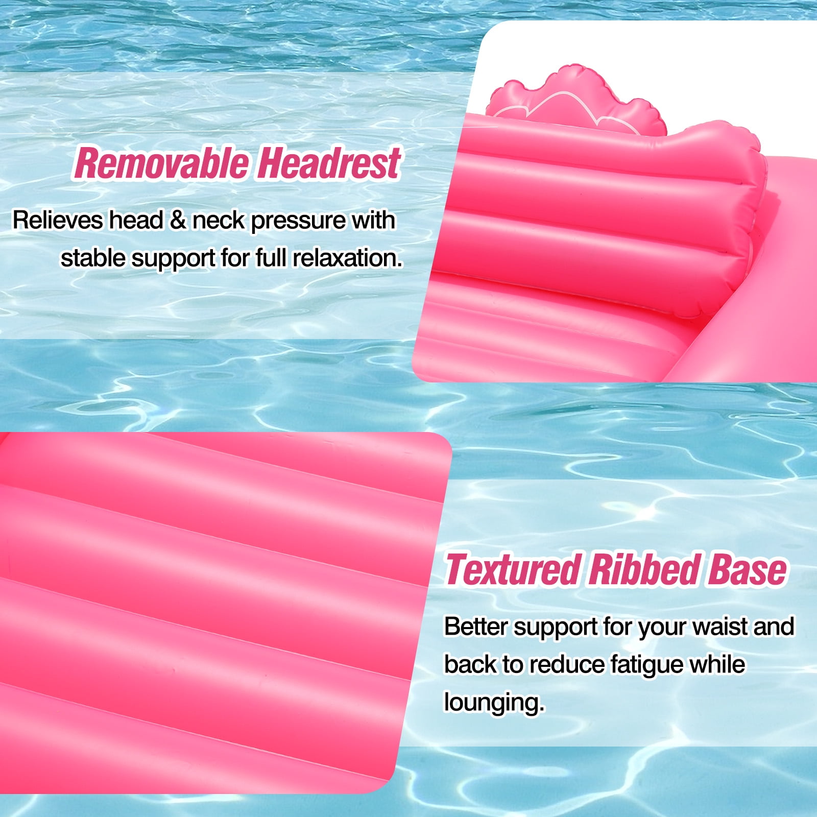 MoKo Flamingo Inflatable Tanning Pool Lounger, 83x50 Inch Blow Up Tanning Bed with Pillow & Cup & Snack Holder, Layout Sunbathing Pool Floats for Backyard Lake Beach River Party, Magenta