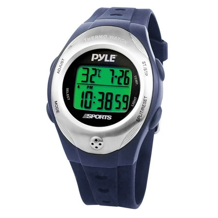Pyle Thermo Watch w/ Thermometer, Chronograph, Countdown Timer (Blue Color)