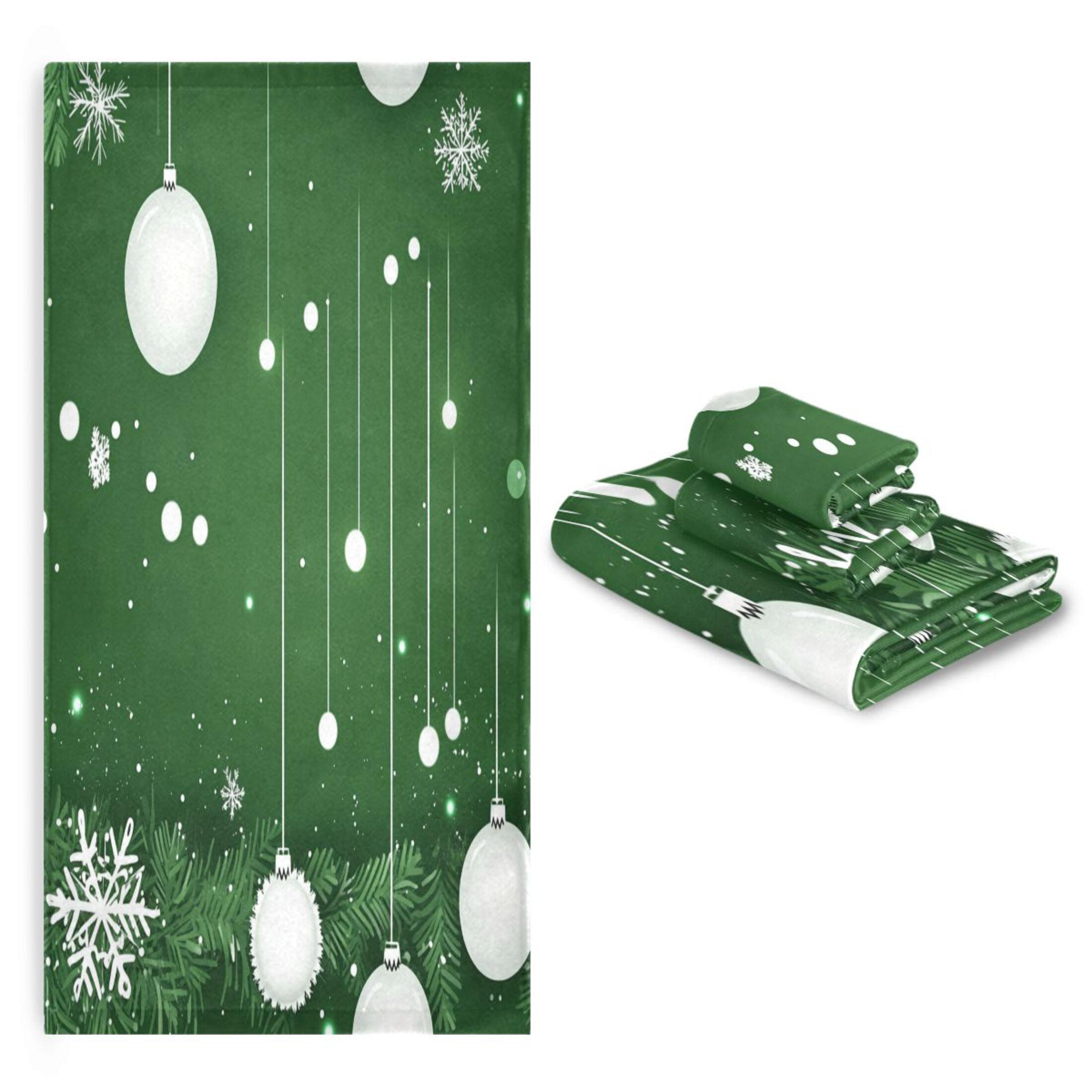 3 Piece Bath Towels Set Bath Towel, Hand Towel and Face Towel for Bathroom, Gym, Hotel White Christmas Ornaments
