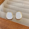 thumbnail image 5 of Eosunjian 1 Pair Stud Earrings Eye-catching Geometric Enamel Polished Shiny Decorate Alloy Women Sparkly Geometric Earrings Daily Wear White, 5 of 13