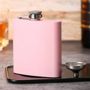 iMucci 6 Oz Powder Coated Matte Pink Stainless Steel Hip Flask for Liquor, Gift for Women, Wedding Party, Bridesmaid
