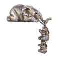 thumbnail image 1 of Estatua familiar de elefante hecha a mano con piezas de arte de resina para decoración del hogar, madre con dos bebés en el borde, 1 of 8
