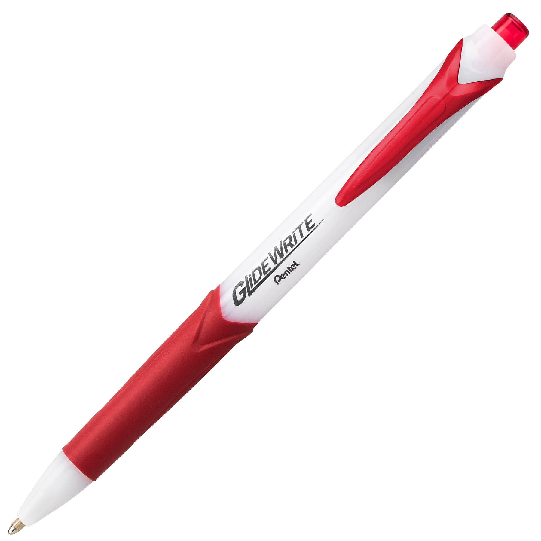 Pentel GlideWrite Ballpoint Pen with TechniFlo Ink, (1.0mm) Medium Line, Red, 1 Dozen