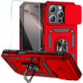thumbnail image 1 of wonima11 SunStory Phone Case for iPhone 16 Pro Max Case with HD Screen Protector & Slide Camera Cover & Rotated Ring Kickstand, [Military-Grade] Phone Case for iPhone 16 Pro Max 6.9",Red, 1 of 1