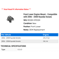 thumbnail image 2 of Front Lower Engine Mount - Compatible with 2006 - 2008 Hyundai Sonata 2007, 2 of 2