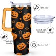 thumbnail image 3 of Pumpkin Cool Girl 40 Oz Tumbler with Handle Lid and Straw, Stainless Steel Double Walled Vacuum Insulated Cup, Cute Anniversary Wedding Birthday Gifts Tumbler for Women Men Friends Outdoor Indoor, 3 of 7