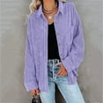 thumbnail image 4 of Women Casual Corduroy Shirt Oversize Ladies Shacket Jacket Long Sleeve Button Down Boyfriend Blouse Open Front Coat Top, 4 of 8
