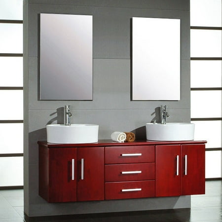 Cambridge Plumbing 5044 59 Inch Solid Red Cherry Wood Double Vanity Set