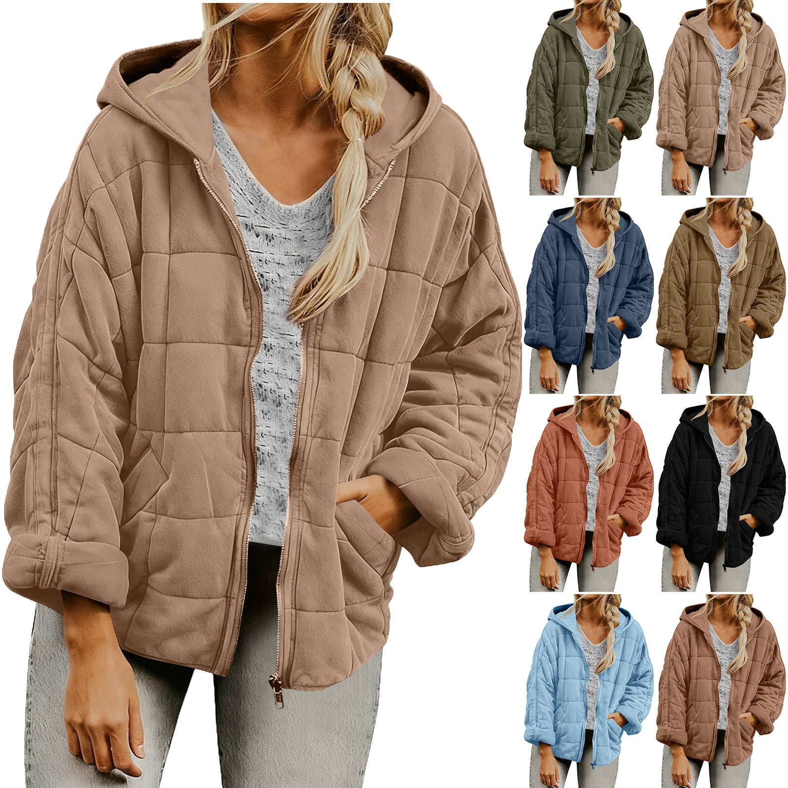 UPPADA Womens Winter Cropped Puffer Jackets Hooded Zip up Short Warm Puffer Coats Quilted Jackets Outerwear with Pockets,Puffer Jacket Womens Waterproof Orange,S