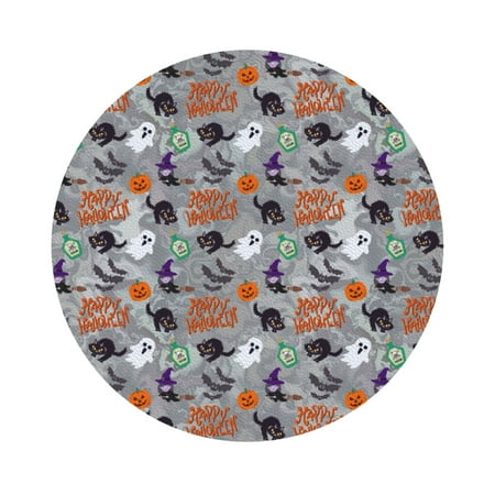 

Pofeuu Happy Halloween Print Leather Coasters Set of 6 Round Cups Mugs Mat Pad for Home Kitchen Heat Resistant Drink Coasters Round Shape