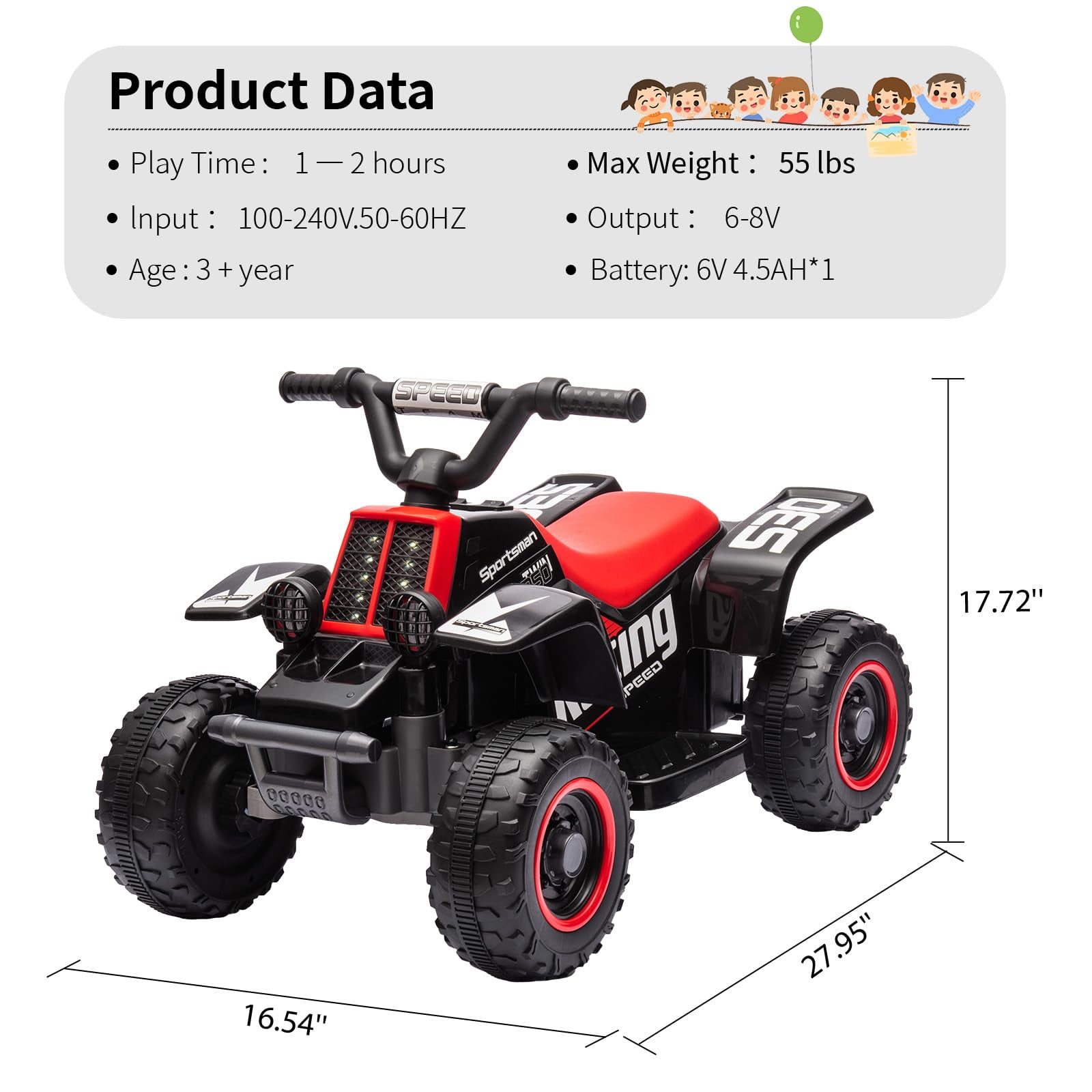 TROPOW Electric Ride On Cars with Remote Control,6V Kids Ride-On ATV – Fun, Safe, and Thrilling Outdoor Adventure Toy,Black