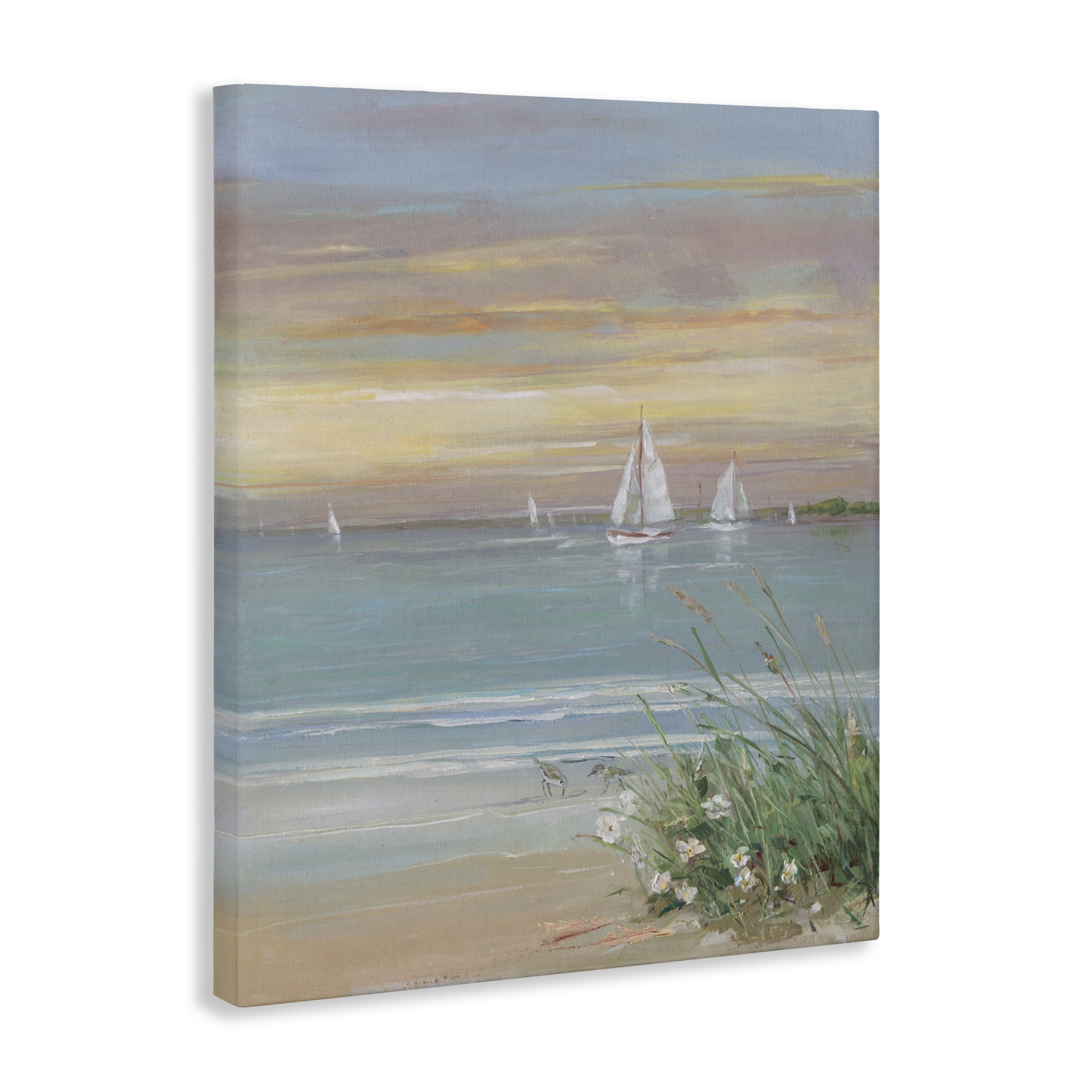 Stupell Industries Sailboats Beyond Sandy Shore Canvas Wall Art, design by Sally Swatland