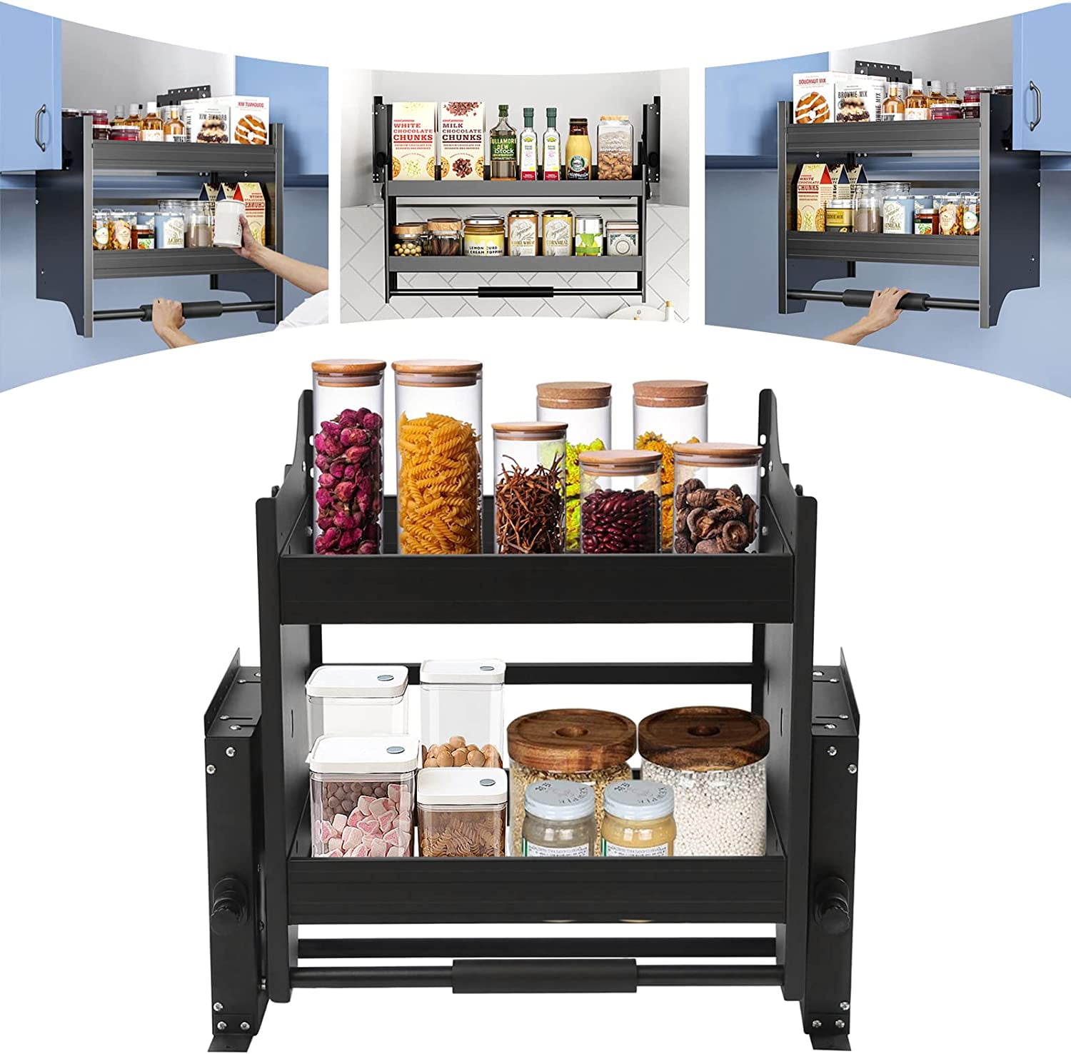 Miumaeov 24inch Convenient 2Tier Mounted Wall PullDown