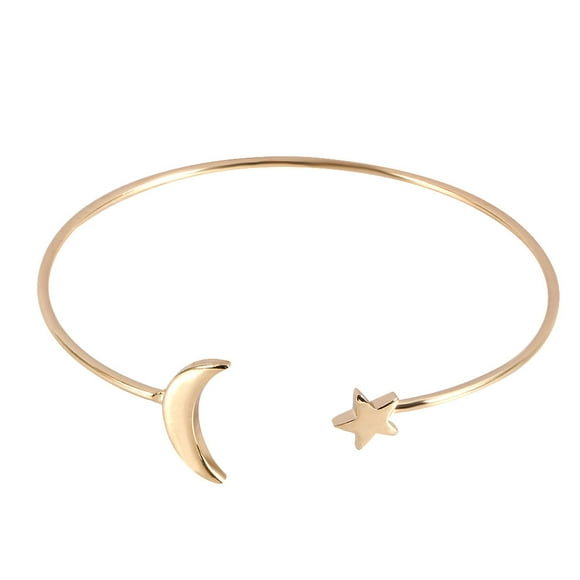 Noref Bracelet, Copper Bracelet, 3Colors Female Open Bracelet Copper Plating Wristband Bangle with Moon Star Decoration