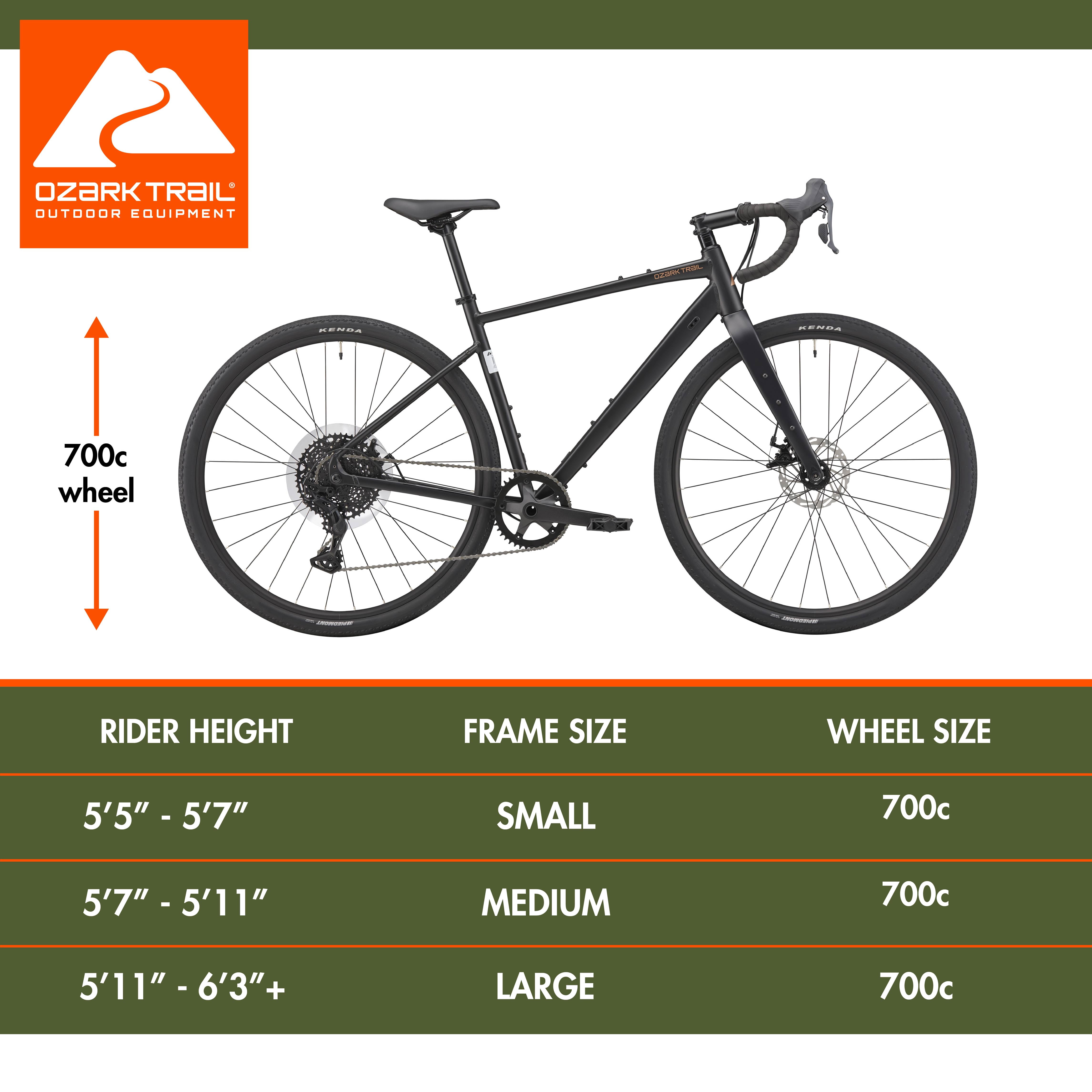 Ozark Trail G.2 Rebel Drop Bar Gravel Bike, 700C Wheels, Medium Frame, Fits Riders 5'7" - 5'11", Black, Adult