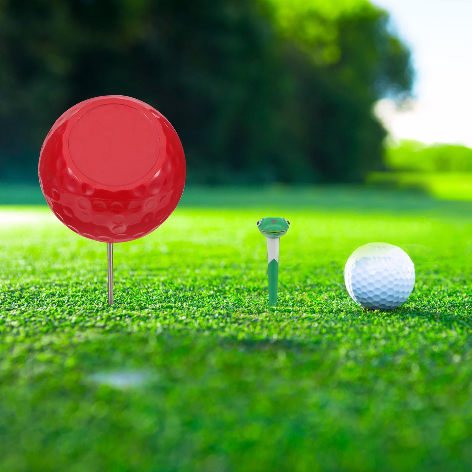 FUEENIRVA Red Golf Tee Marker with ABS Metal, Stylish Golf Accessory for Course Play, Practice & Training
